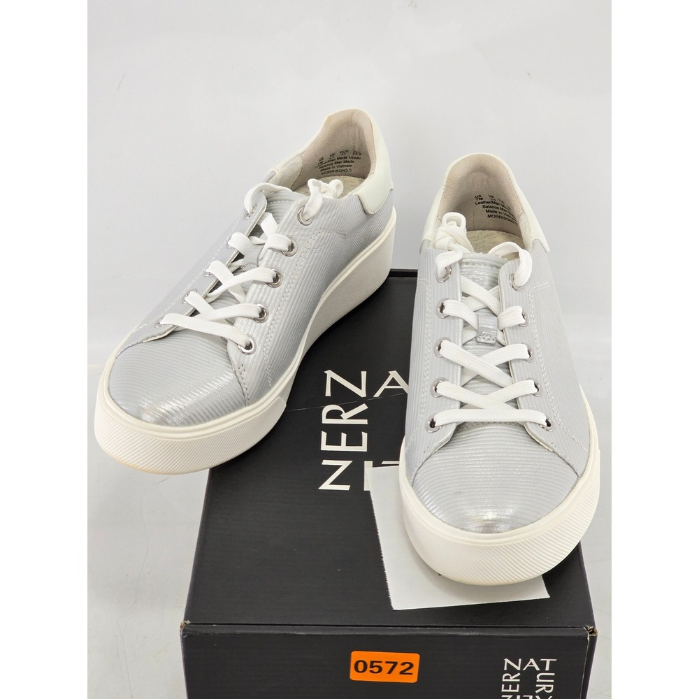 Naturalizer Morrison 2.0 Sneakers Womens‎ 7 Silver Metallic Lace Up - Excellent